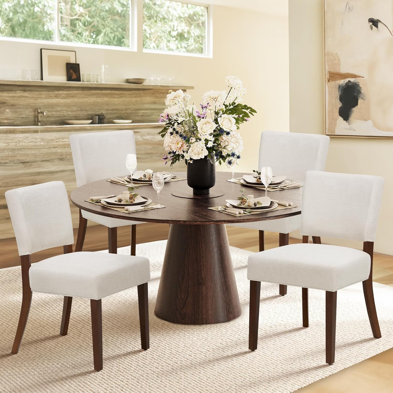 Colamy Upholstered Open Back Dining Chair