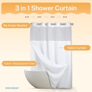 hookless shower curtain with liner